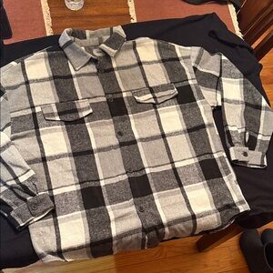 Black and White Plaid Button-Up Shirt size Large
